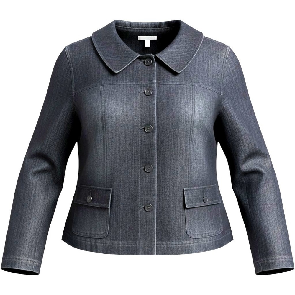 David Dart Flap Pocket Jacket Womens 18 XL Designer Blazer Dark Gray Wash Denim